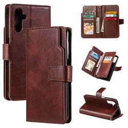 Leather Case 9-Card Pocket Wallet Funda for Samsung A56 A55 A35 A25 A15 A16 A17 36 5G Flip Cover Galaxy A36 A26 A14 A54 A06 A 56