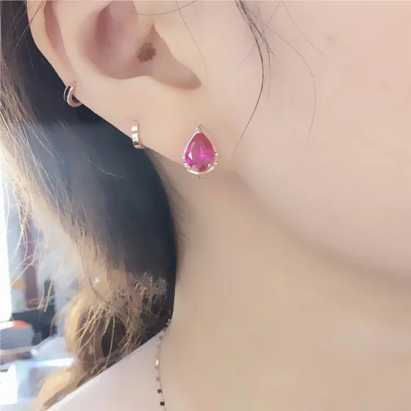 أقراط قطرة الماء من الذهب الأرجواني الكلاسيكي 585 للنساء ، مطلية بسيطة ، 14K ذهبي وردي ، خفيف ، مجوهرات خطوبة فاخرة