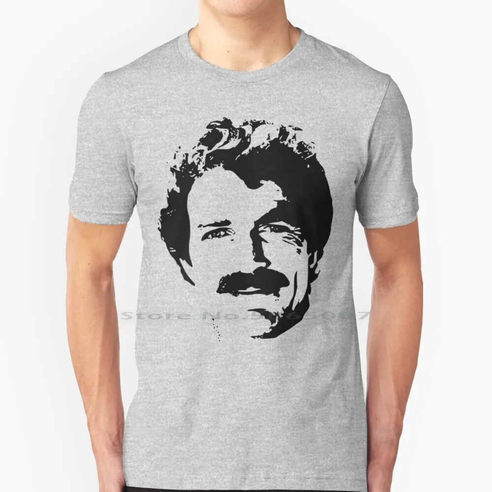 The Man With The Stache T Shirt 100% Cotton Tom Selleck Moustache Pi Hawaaii Tv Celebrity Cop 80s Classic Big Size 6xl Tee Gift