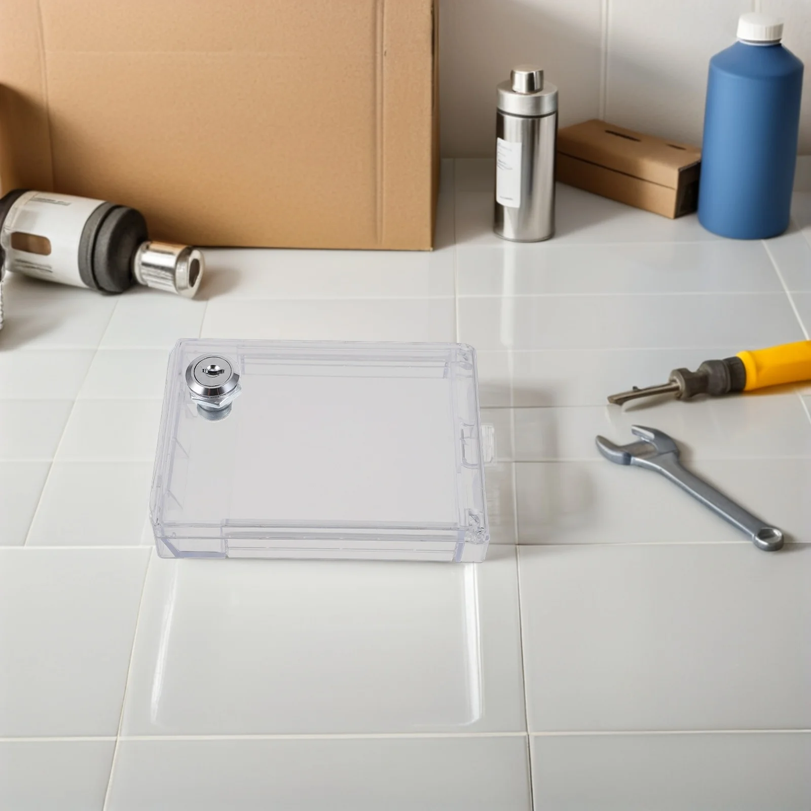 

1 set 1 Set Air Conditioning Switch 5.2" X 3.7" X 1" Lockable Childproof Outlet Box For Kids Safety Central Ac Panel Wall Plug