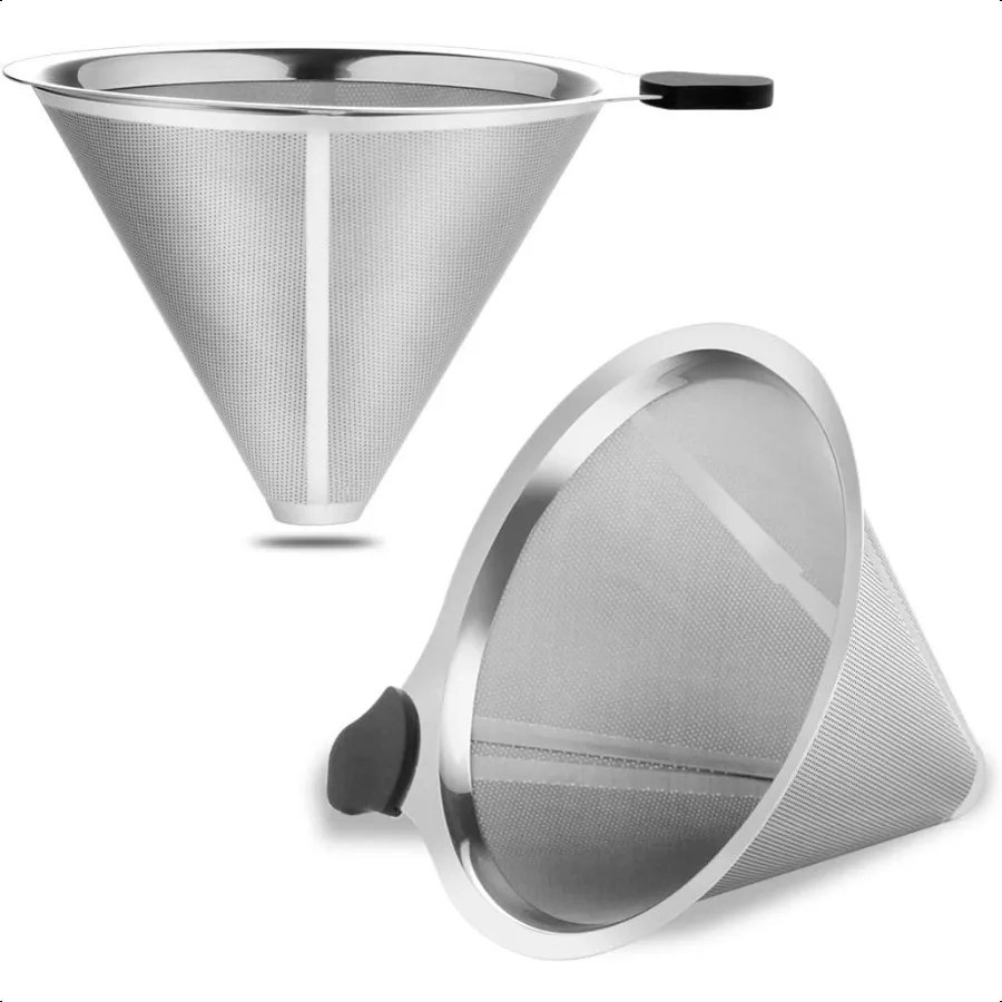 

Pour Over Coffee Filter 2PCS Stainl Steel Coffee Filter Paperl Reusable Cone Coffee Dripper