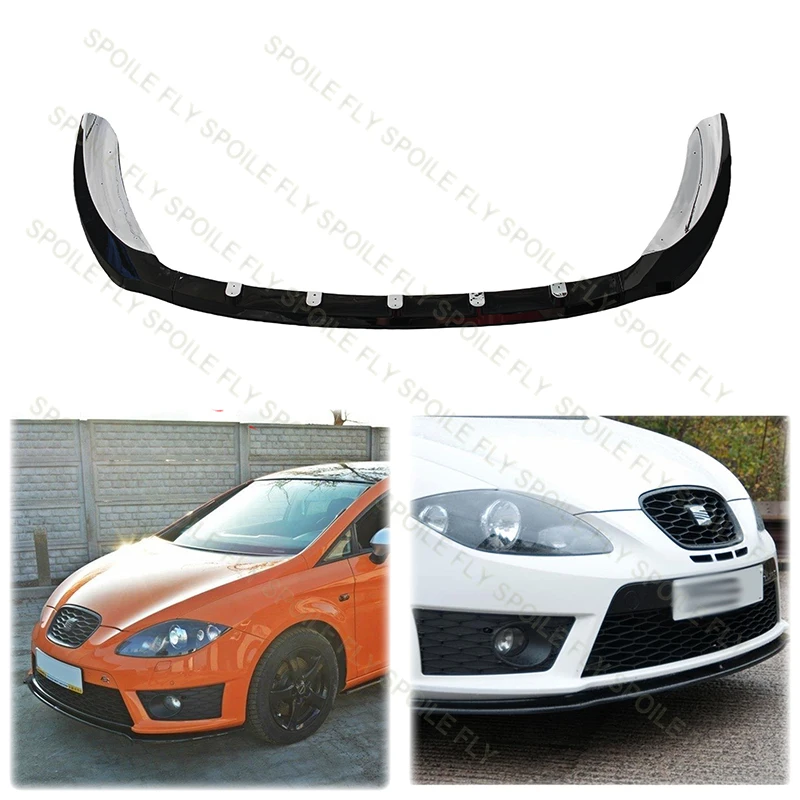 

High Quality ABS 3/Pcs For Seat Leon MK2 Cupra/FR 2009 2010 2011 2012 Car Front Lip Bumper Spoiler Glossy Black Body Kit