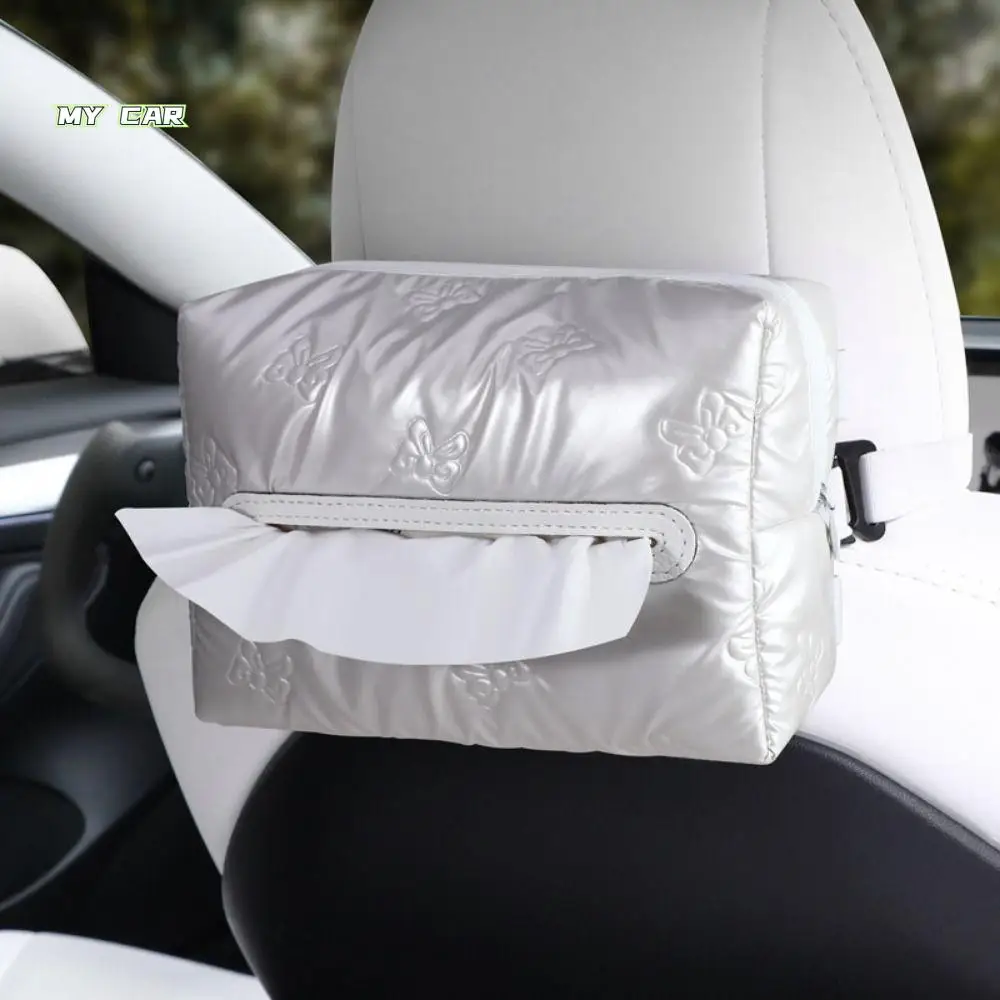 

Fashion Car Backseat Hanging Tissue Bag Save Space with Zipper Car Tissue Box Soft High End Paper Towel Organizer