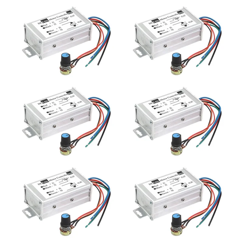 

6X регулятор скорости двигателя DC9V 12V 24V 48V 60V ШИМ регулятор скорости двигателя драйвер регулятора 0-1200W регулируемый ток-A68E