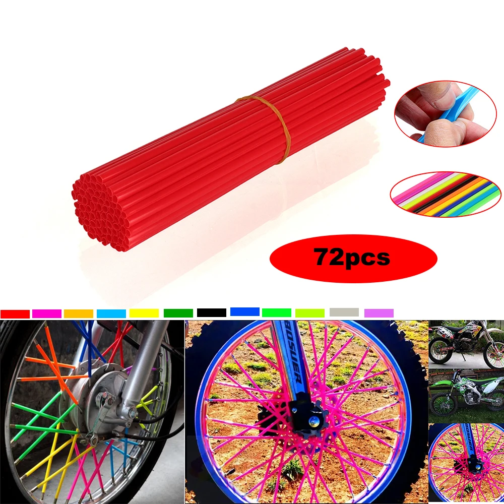 72PCS Universal Spoke Skins Covers Rim Decoration Wheel Spoke Wraps Straws Protector Pipe Suitable for Bicycles and Motorcycles