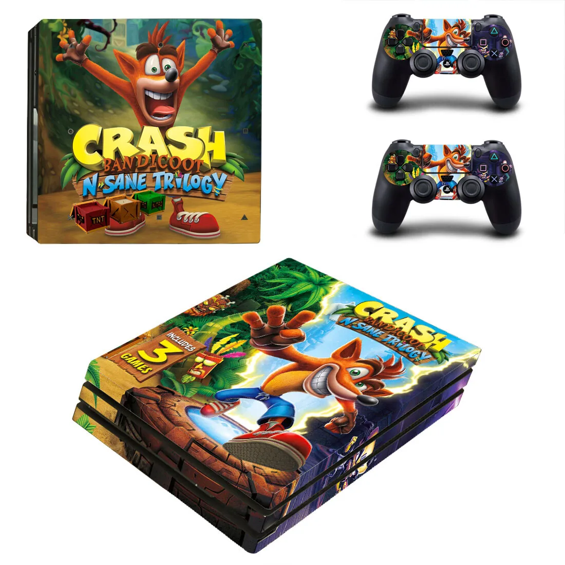 Crash Bandicoot PS4 Pro pegatina de piel Protector de cubierta para consola y controlador PS4 Pro Skins vinilo