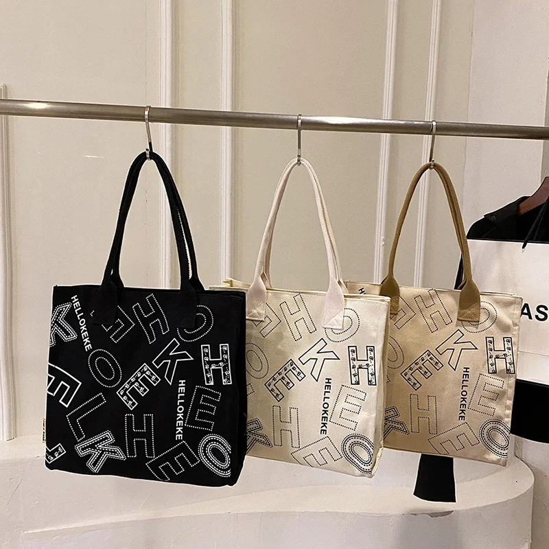 

Женские сумки для покупок, парусиновая сумка-жилет из хлопчатобумажной ткани, белая, черная серия, сумки для супермаркетов, продуктовые сумки, большая школьная сумка