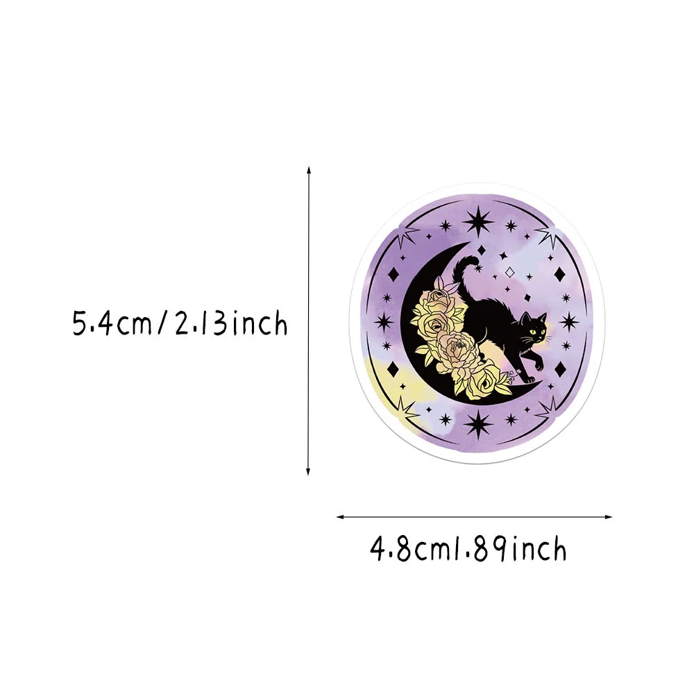 50PCS Creative Halloween Witch Gothic Celestial Moon Stickers Exquisite DIY Notebook Phone Case Water Cup Personalized Stickers