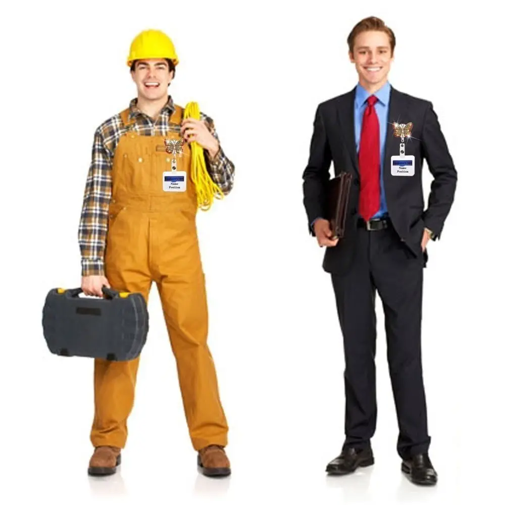 New ABS Badge Reel Clip Rhinestone Anti Lost ID Badge Holder Business Card Accessories Rotate Name Card Parts