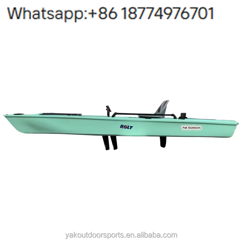 Outdoors 13ft Fish Skiff 4m Motorized Sea Ka Dual Propeller Single Paddler Pedal Drive PE Plastic 2 Person for Surfing