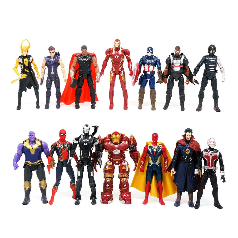 

14PCS Marvel Avengers Loki Thor Spiderman Hulk Captain America Ironman Action Figure Toys Model Dolls New Year Gift For Kids