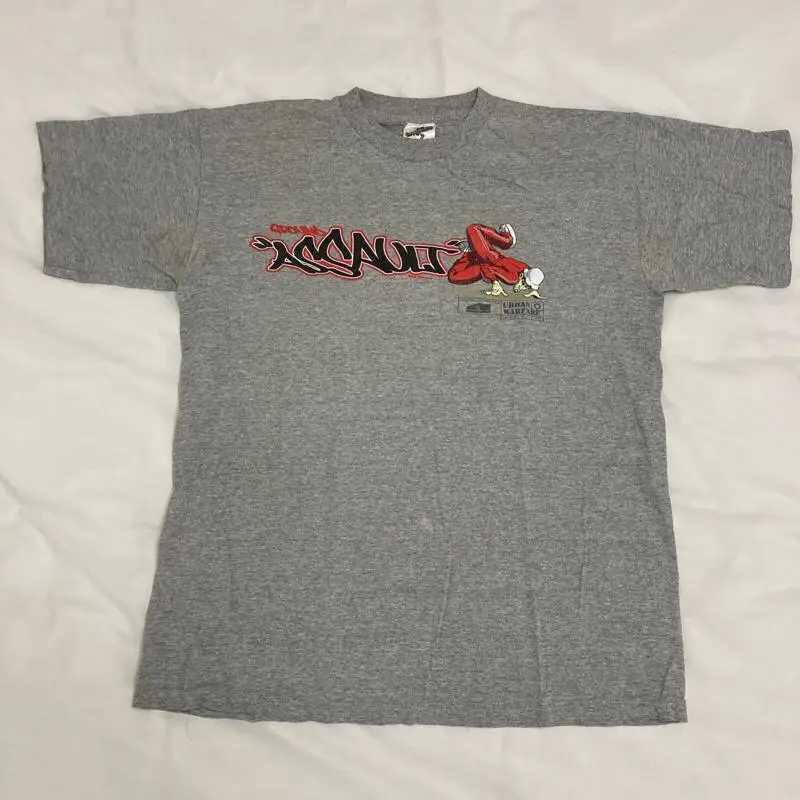 Vintage 90s Hip Hop BBOY Urban Warfare Short Sleeve Gray L Tee Cronies Tag