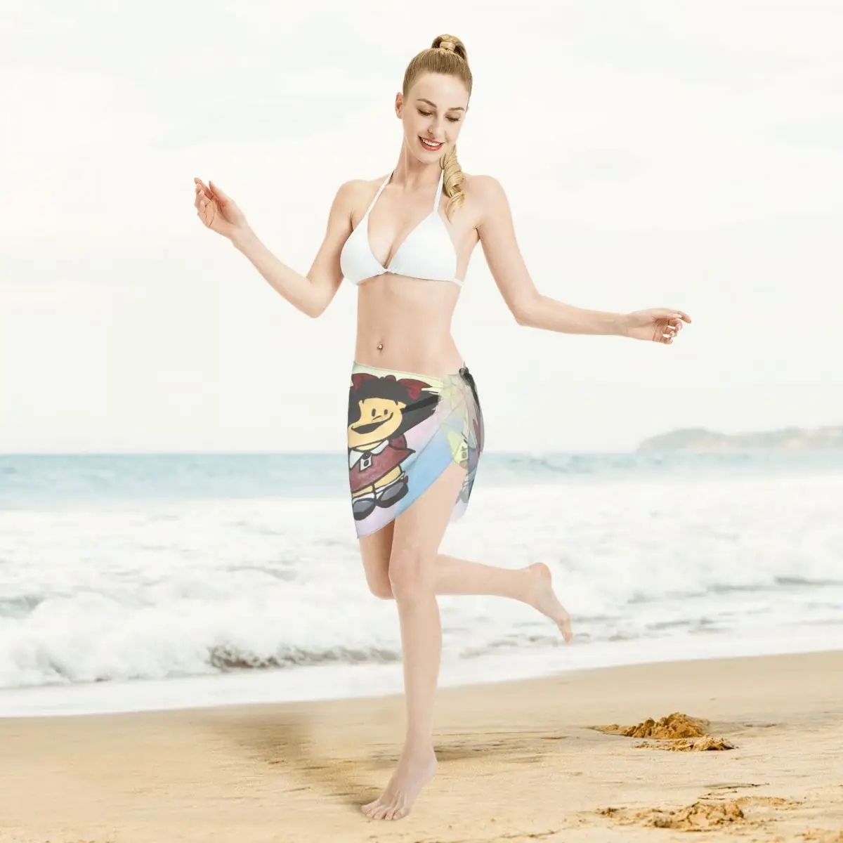 Sarongs courtes dessinées à la main, personnalisées, enveloppe de plage, imprimé de dessin animé Manga Quino, bande dessinée, Bikini de plage, Cover-up pour maillot de bain