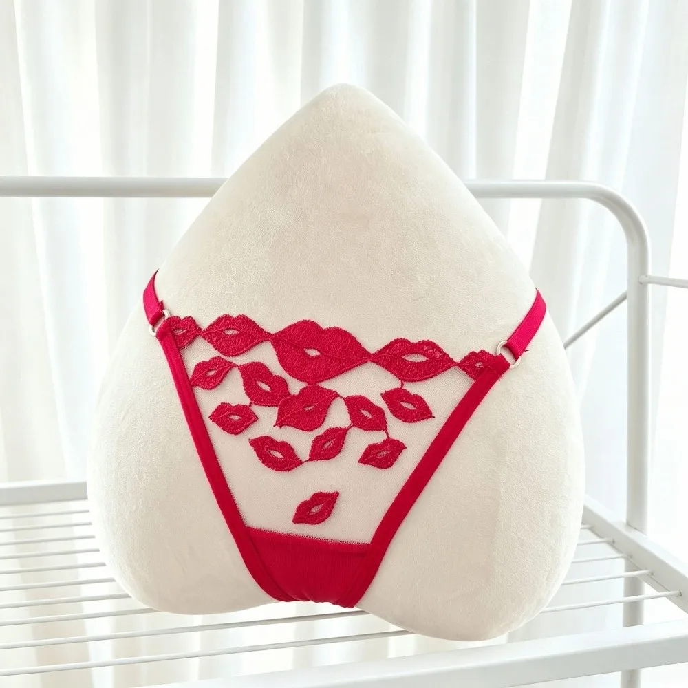 Sweet Low Waist Lips Thongs Traceless Underpants Embroidery Briefs Lingerie Soft T-back Panties Daily Wear
