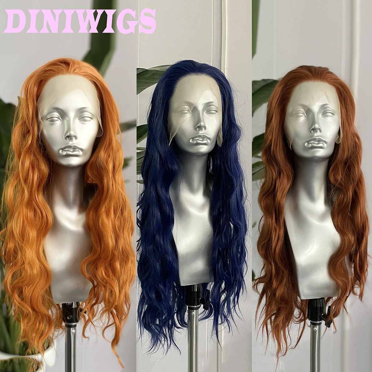13x4 White Lace Wig Long Loose Curly Synthetic Lace Front Wig Natural Hairline Daily Wear Cosplay Wig Heat Resistant Fiber