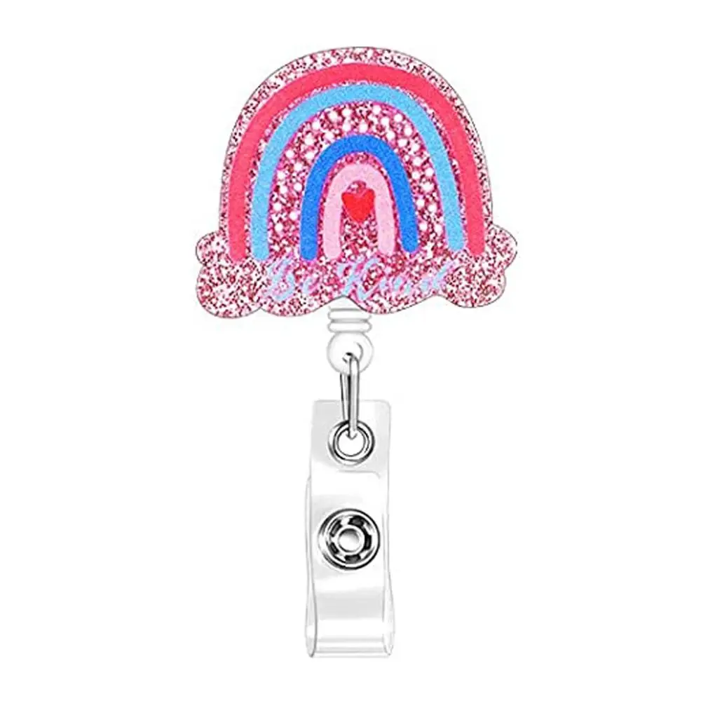 Card Holder Chest Card Holder Glitter Acrylic Nurse Badge Holder ID Card Clips Retractable Badge Reel Hospital Badge Holder