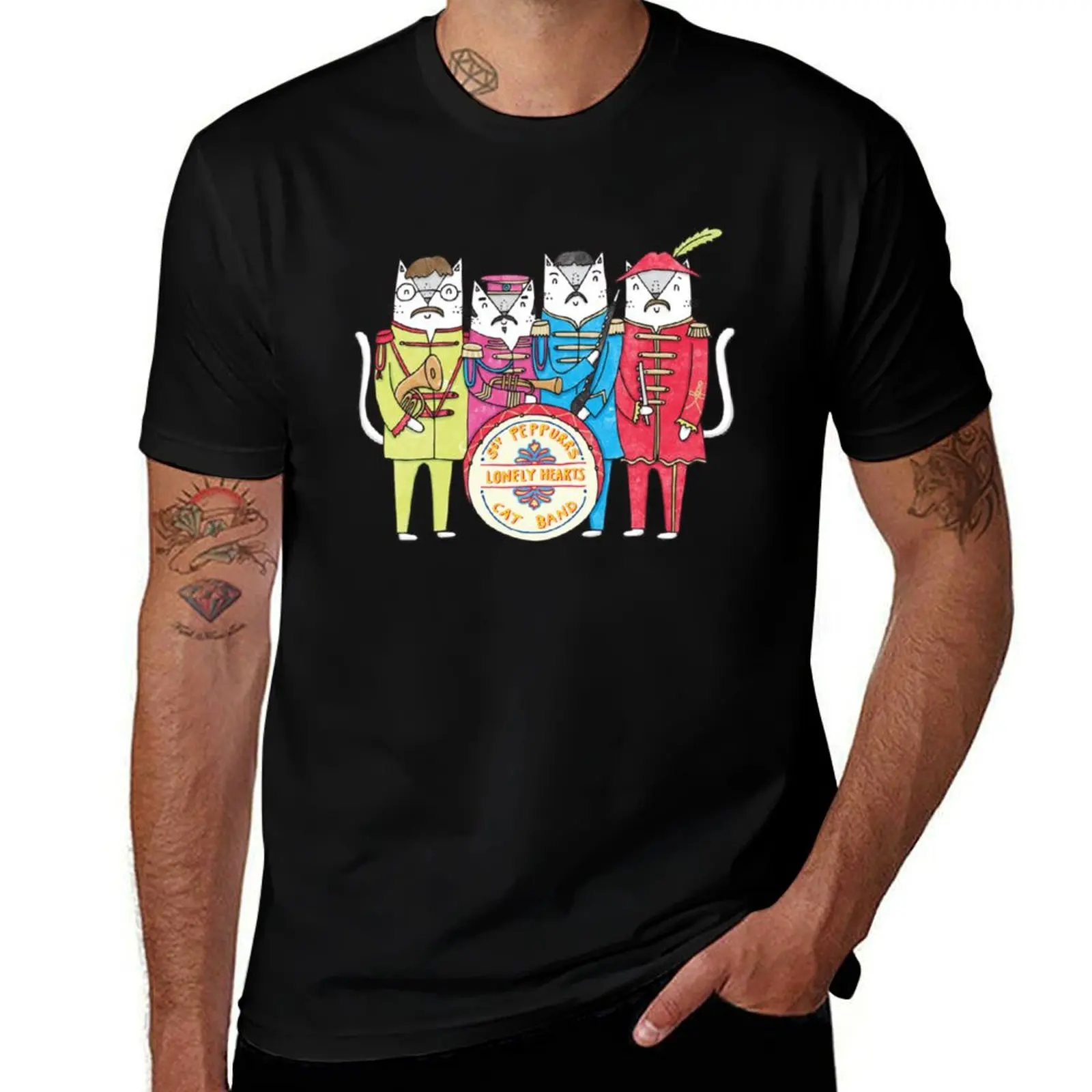 

SGT Peppurr_s Lonely Hearts Cats Band T-Shirt plus size clothes animal prinfor boys anime tshirt sweat shirts, men