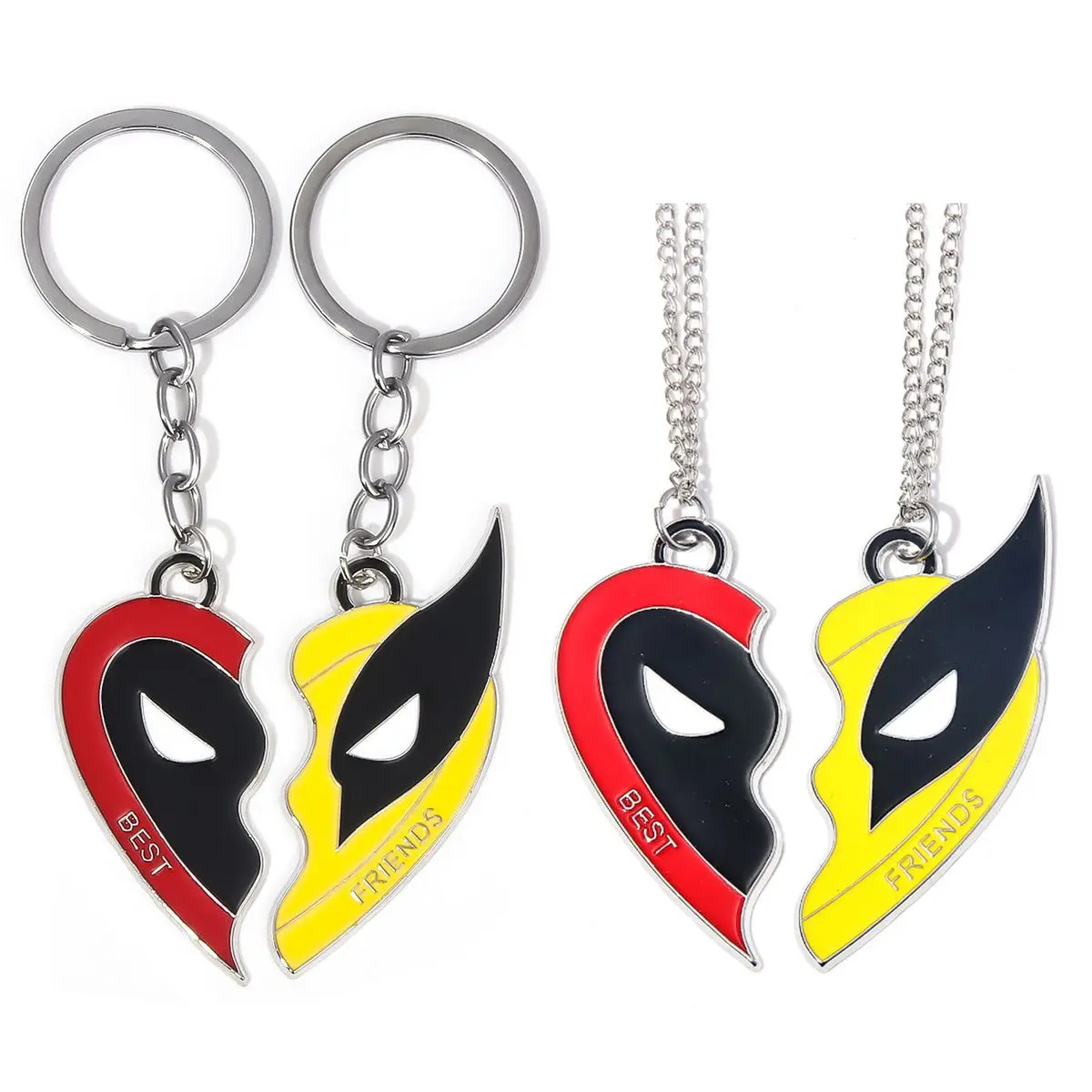 New Deadpool And Wolverine Keychain Best Friends Movie Superhero Split Heart Matching Pendant for Women Men Cosplay Jewelry Gift