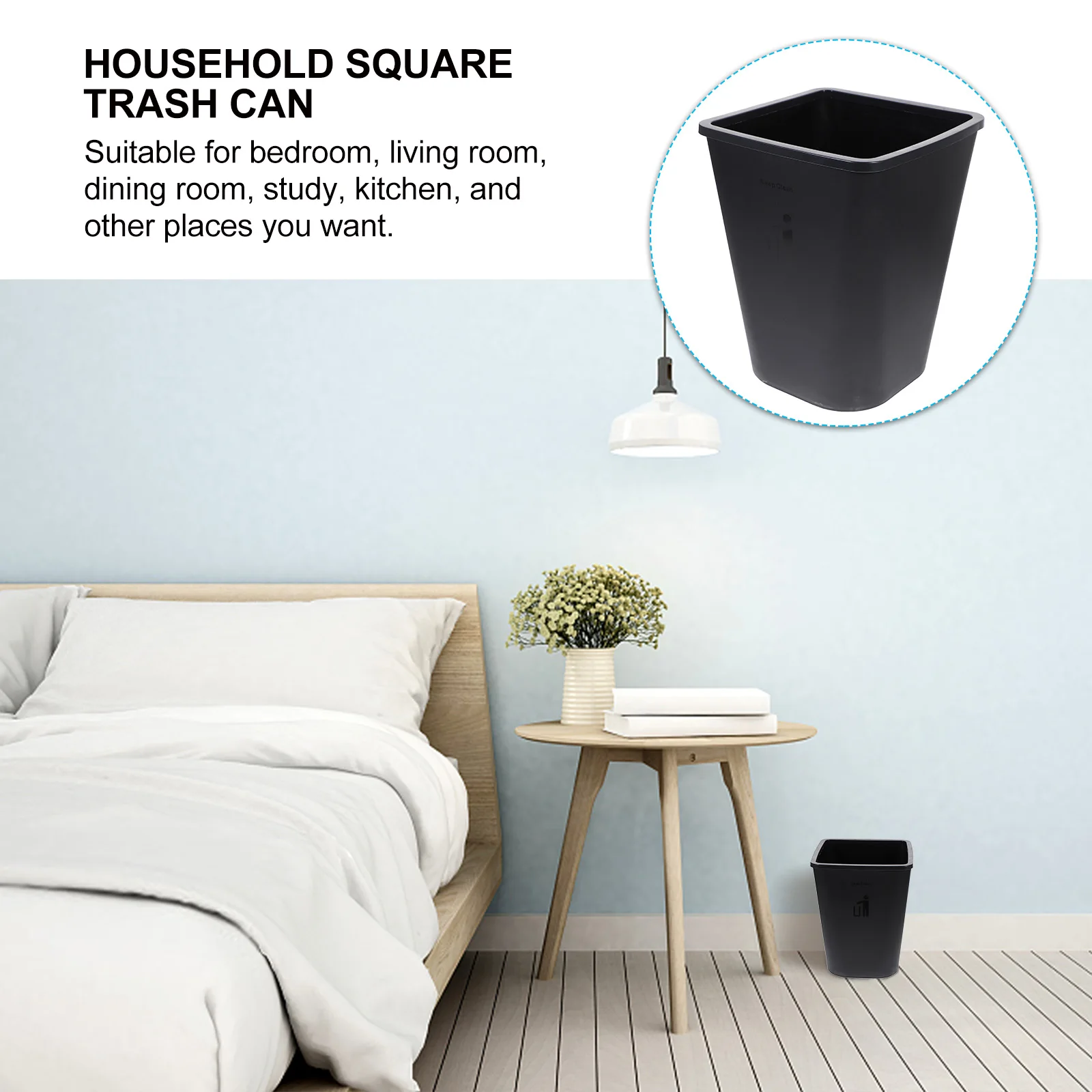 

Square Trash Can Household Waste Paper Garbage Container Plastic Bathroom Office Waste Can Lightweight