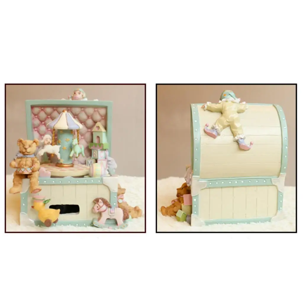 Retro Music Box Resin Clown Animal Amusement Park Carousel Toy for Children Birthday Gift Girls