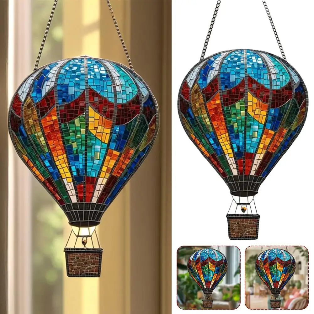 Hot Air Balloon Sun Catcher 2D Acrylic Pendant Home Modern Hanging Decoration Bedroom Living Room Retro Festive Atmosphere