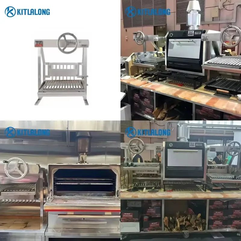 for Kitlalong Commercial Charcoal Steak Grill Single Wheel Lifting Heavy Duty BBQ Griddle Outdoor Kitchen Cooking Equipment