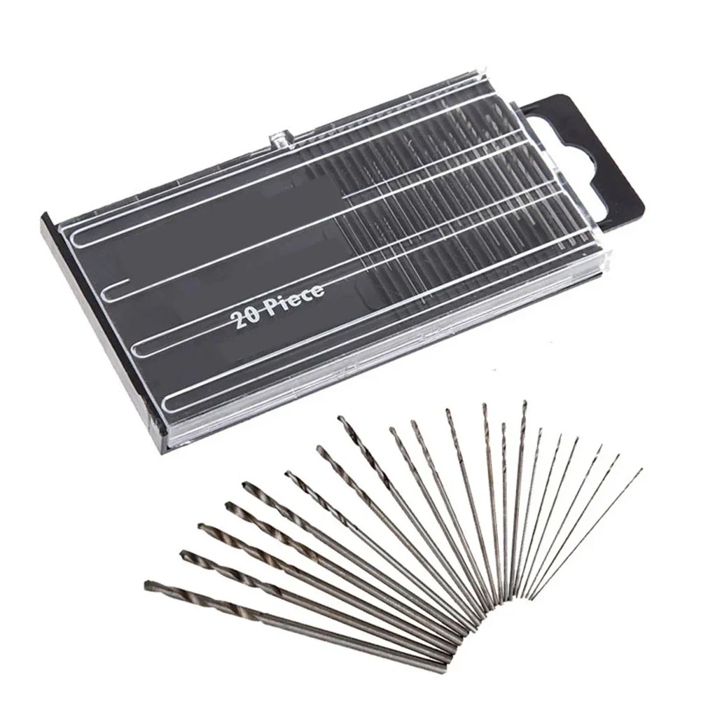 

20Pcs/Set Silver HSS Drill Bits Set With Storage Box Repair Tools Power Tools Drill Replacement Accessories 0.3mm-1.6mm