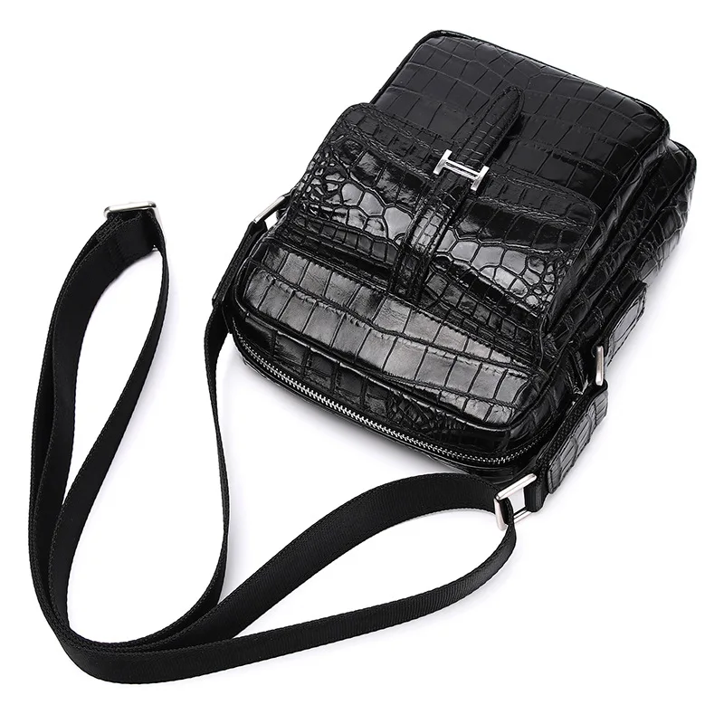 2023 New alligator Genuine Leather Men Crossbody Bag Casual Business Leather Men's Messenger Vintage Shoulder Handbags Bags