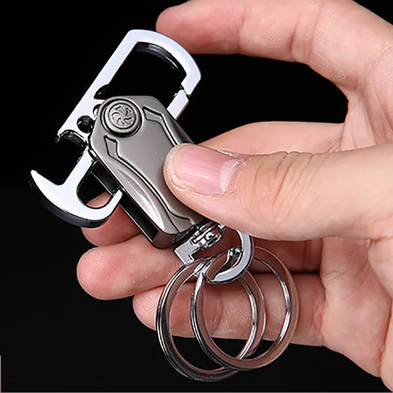 

Multifunctional Heavy Duty Keychain Corkscrew Cool Keychain 360 Degree Bearing Silent Rotation Design Key Ring Men's Fashion Key