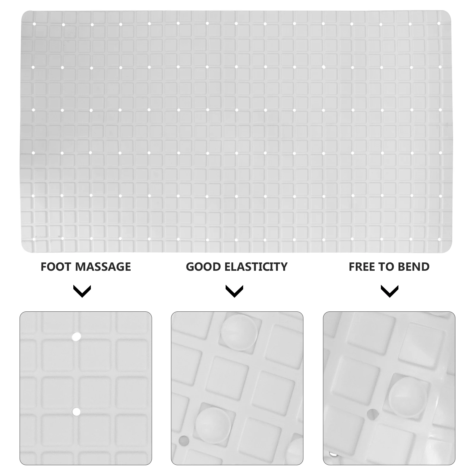 

PVC Bath Mat Swimming Pool Toilet Ground Pad Bathroom Floor White Waterproof Non Skid Foot Suction Cup Easy Install