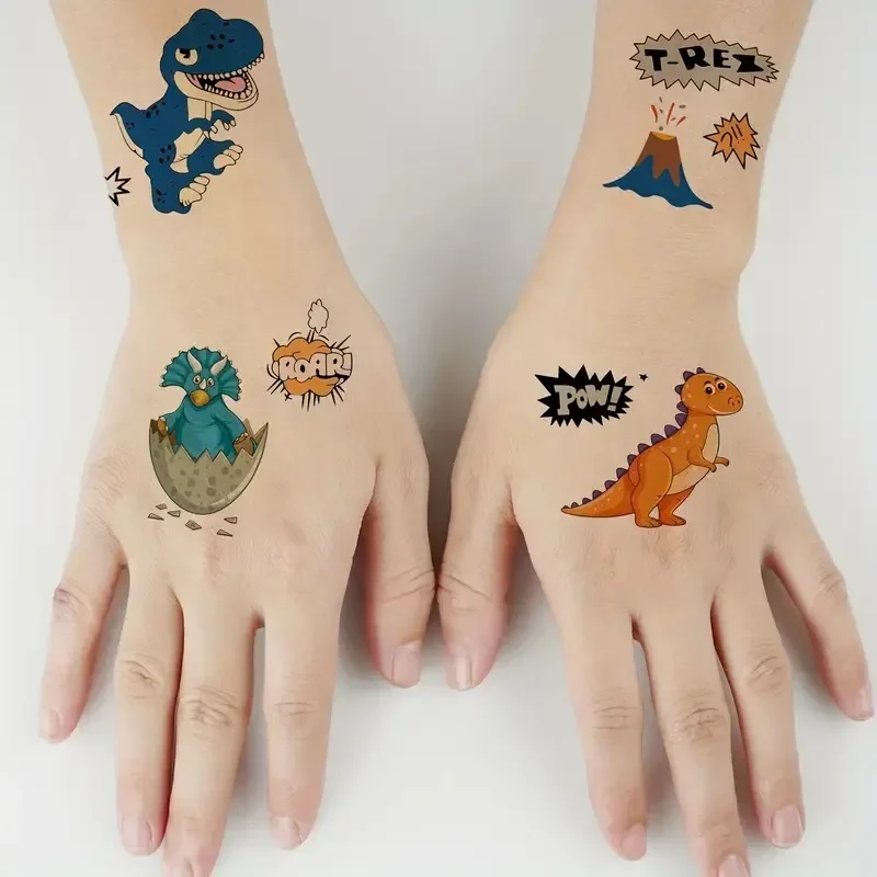 10pcs/lot Dinosaur Temporary Tattoos for Kids Children Boy Girls Cartoon Transfer Fake Tattoss Hands Wrist Birthday Party Supply