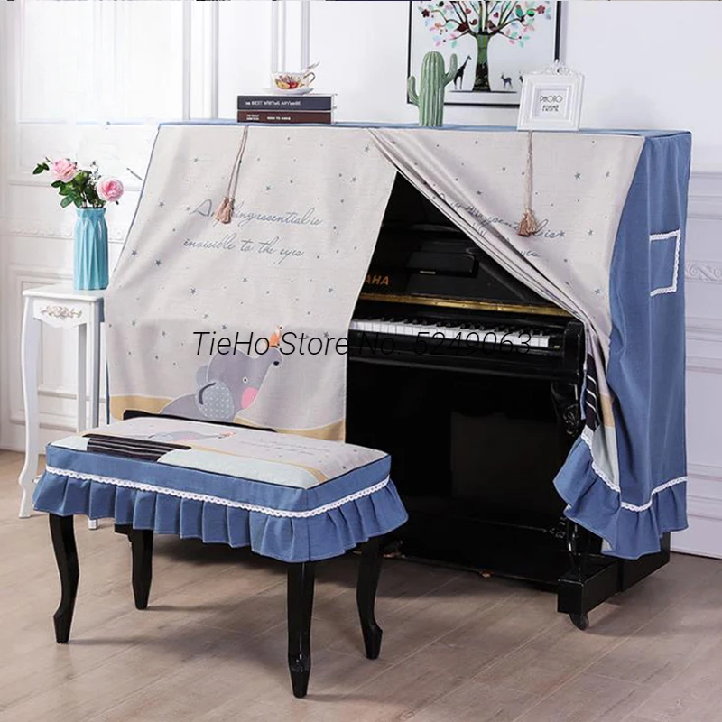 

European Piano Cover Sets General Modern Dustproof Piano Cover Stool Seats Cover Home Decor Full Cover Piano Dust Cover