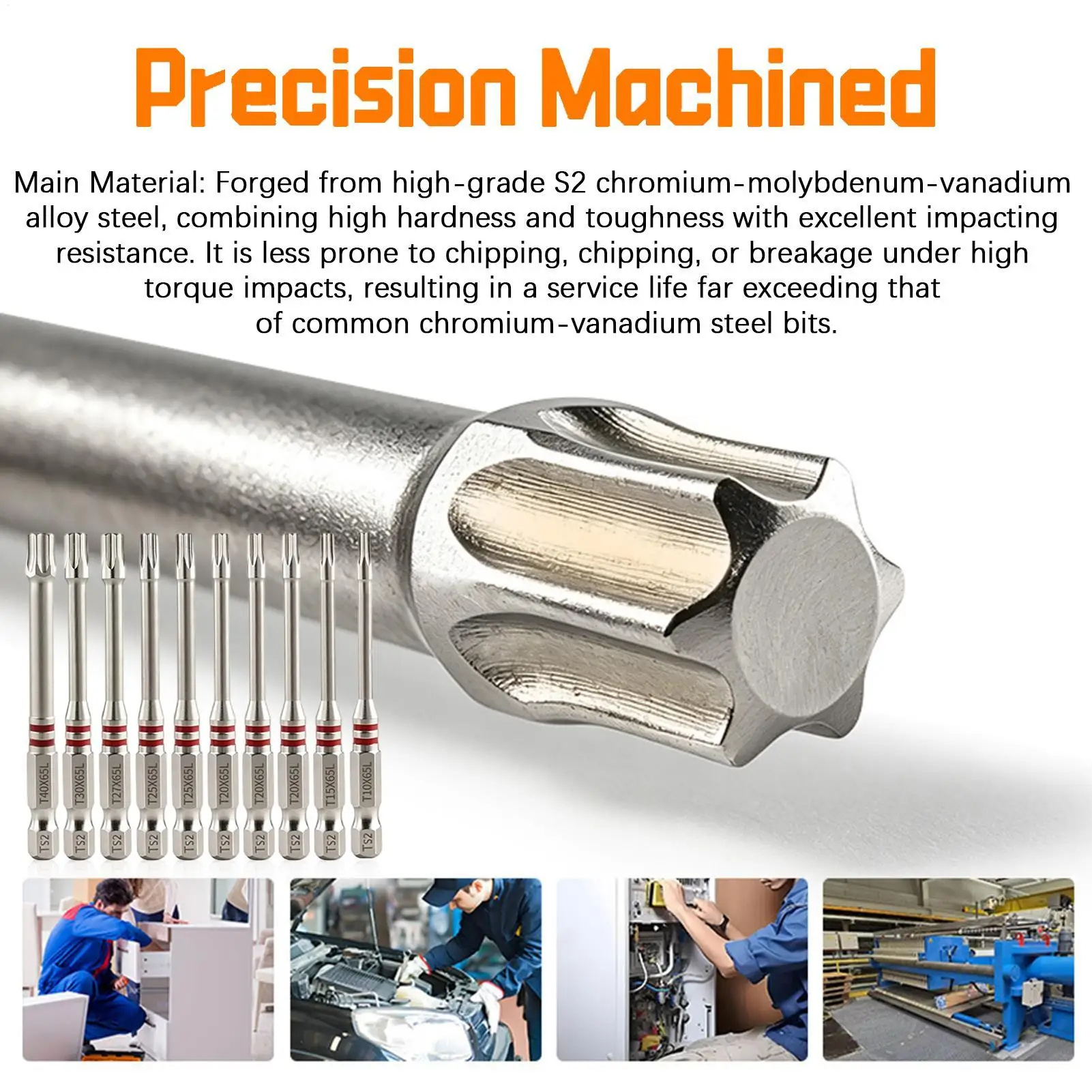 Hex Screwdriver Bits Strong Magnetic Anti-Slip Universal 10 Pieces Power Tool Screwdriver Bit Set For Garage Workshop Warehouse