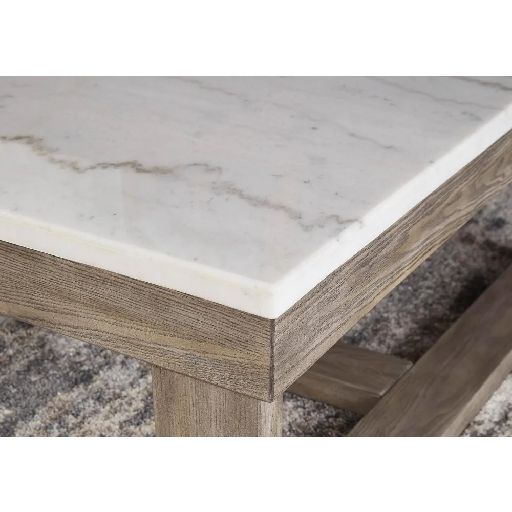 Lässiger Cocktailtisch mit Naturmarmorplatte, Weiß und Hellgrau