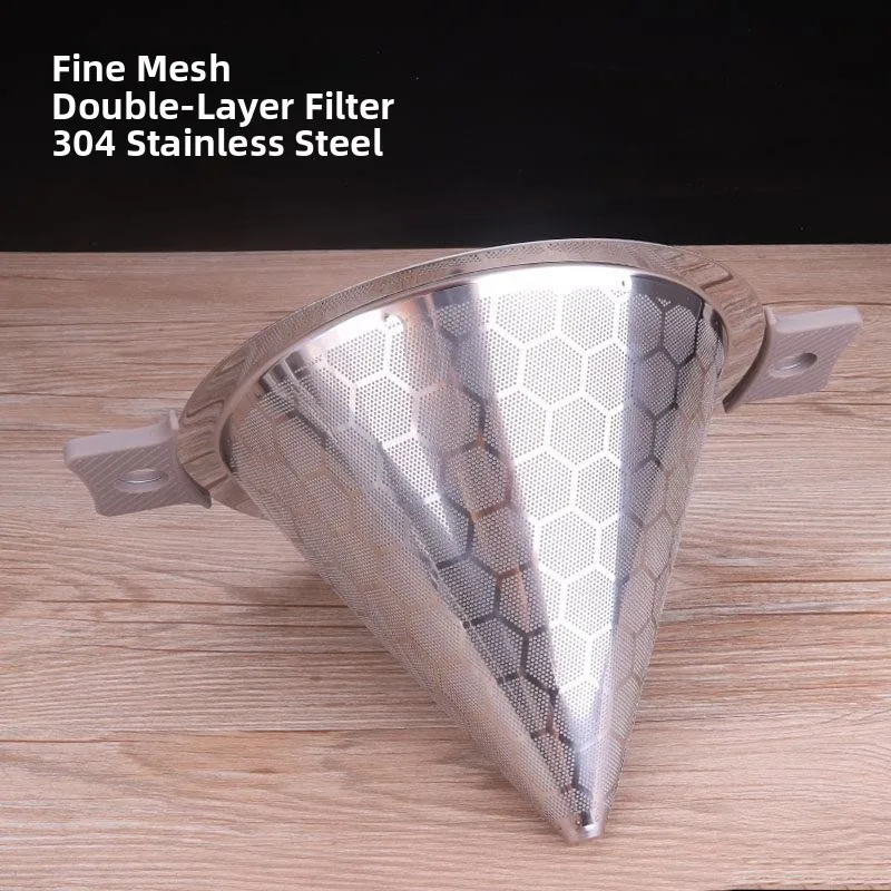 Super Fine 304 Stainless Steel Double Ear Filter Net for Milk Tea Shop Soy Milk Tea Leaf Strainer Bucket Filter Screen