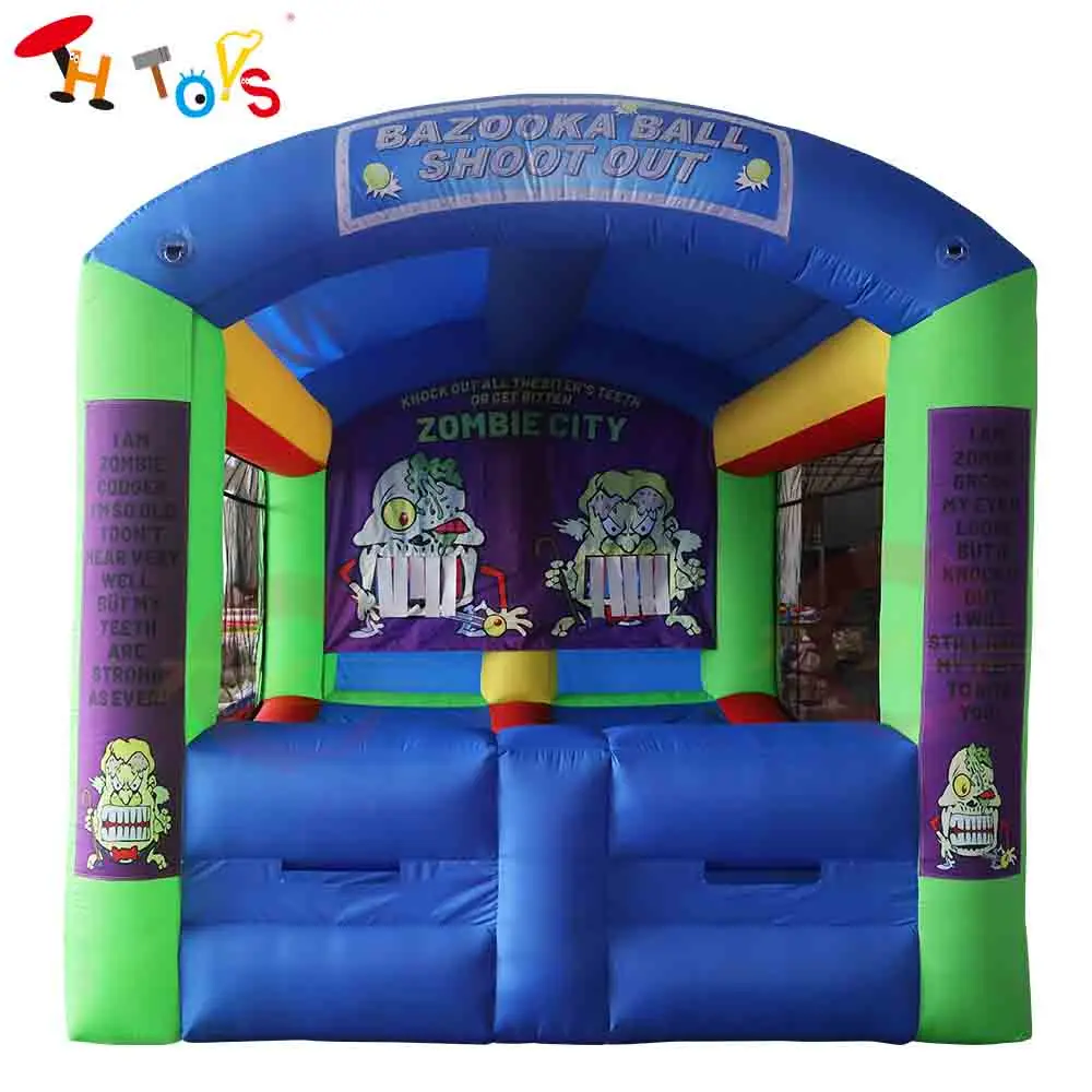 

Fast Shipping 4x3x3mH Inflatable Zombie Shooting Game Blow Up Carnival Sport Game Toys with Blower