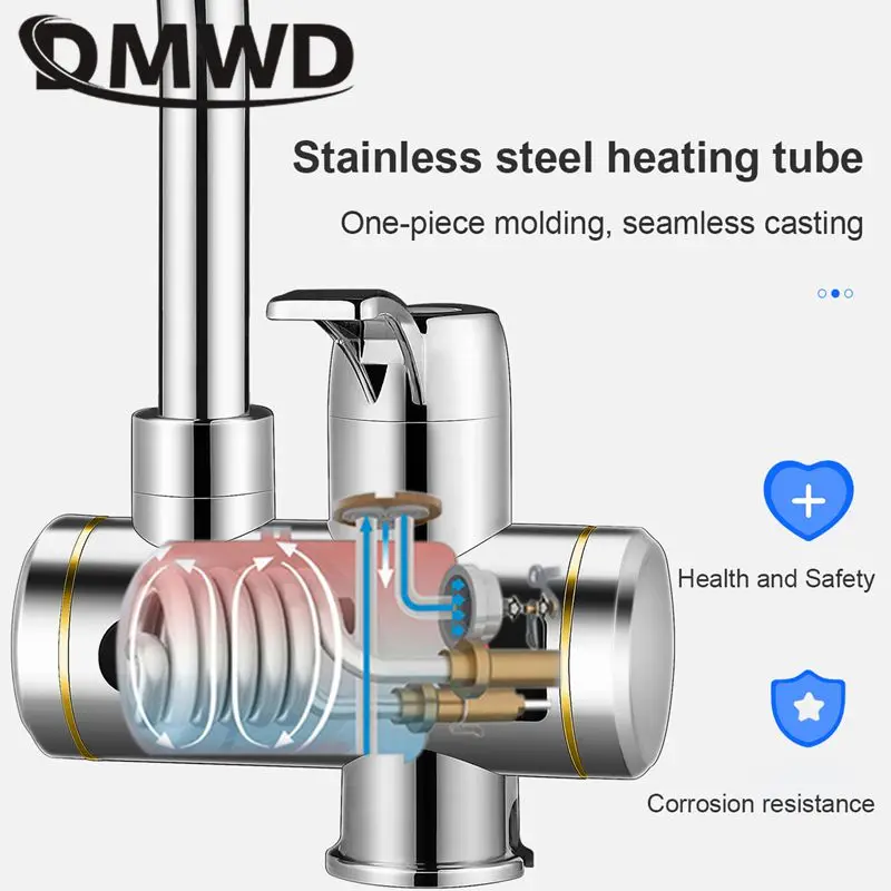 DMWD мгновенный безрезервуарный электрический водонагреватель, кран для кухни, мгновенный нагрев, водонагреватель со светодиодным дисплеем