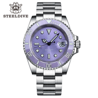 STEELDIVE SD1953 Purple Dial Ceramic Bezel Men Mechanical Wristwatch 40.5mm Men Watch Automatic Sapphire Glass Men Watches reloj