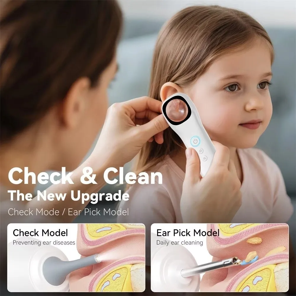 

1080P HD Smart Detector 5-in-1 Function 1.21 Inch IPS Screen Digital Ear Camera Six Replacement Tips Twelve Replacement Heads