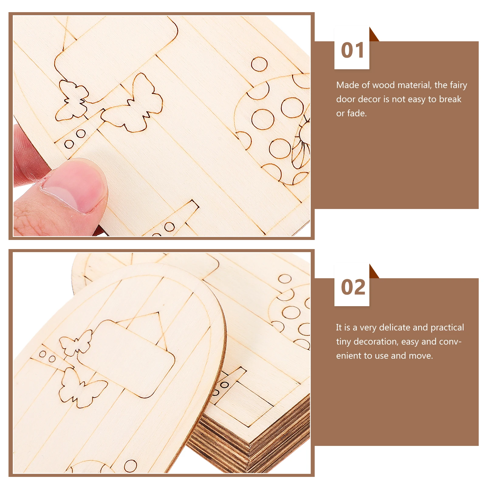 20Pcs Wooden Fairy Door Decor Miniature Home Ornament Creative Garden Tree Decoration Fairy Door Miniature Scene Decor