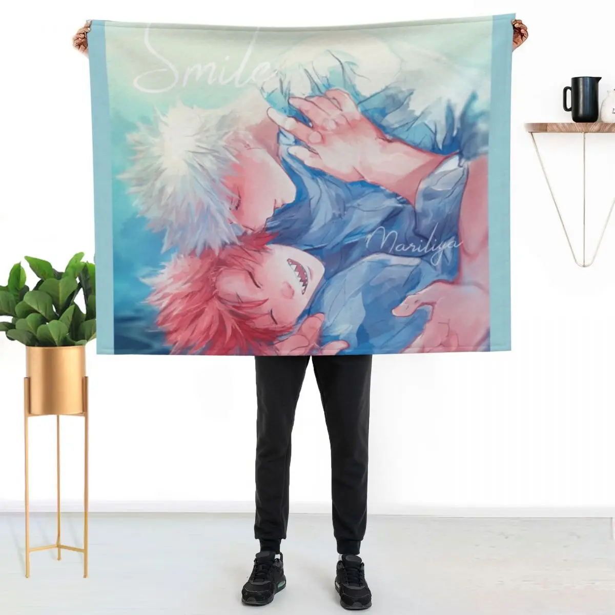 

smile - Kiribaku Throw Blanket Luxurious Soft Fuzzy Blanket for Sofa Bed