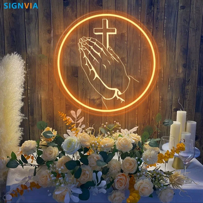 Custom Jesus Cross LED Neon Sign USB-Powered Energy-Saving Light for Religious Gifts Indoor Wall Decor Easter Ambient Lighting
