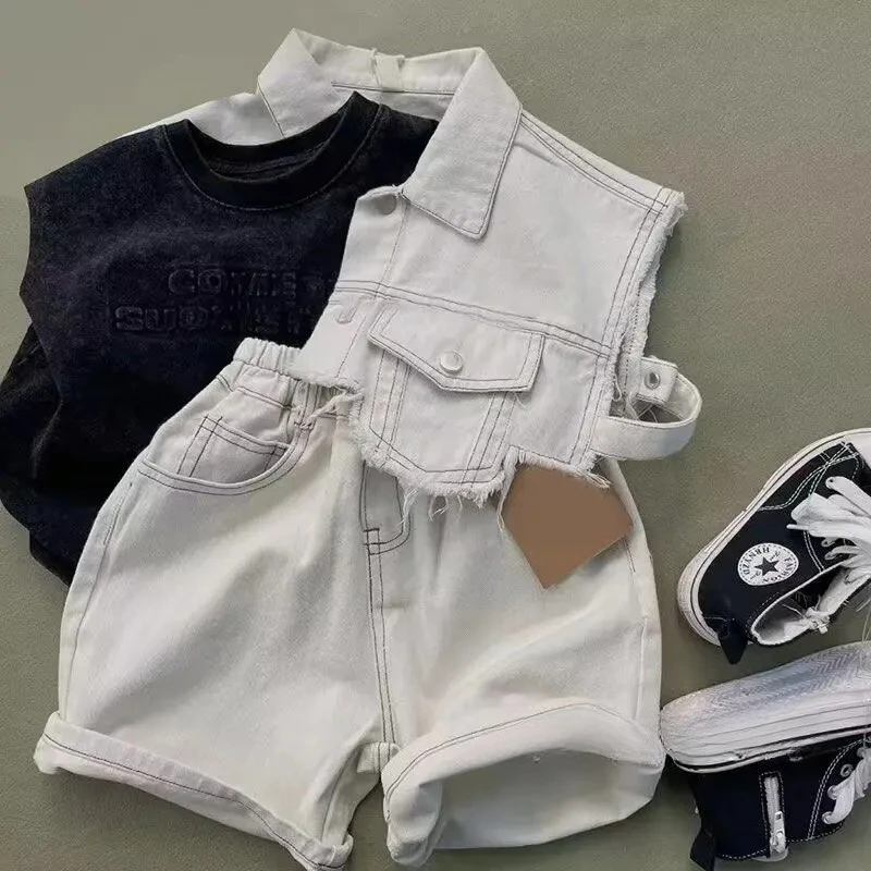 

Fashion Short+Vest+T-shirt 3Piece Baby Boy Cotton Clothes Spring Autumn Sports Denim Clothes Suit