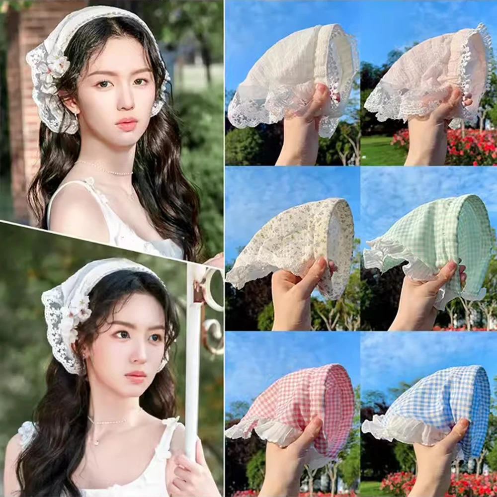 French Style Lace Triangle Turban Hairband Hair Hoops For Women Sweet Hair Decorate Headband Hair Band Fashion Hair Accessories