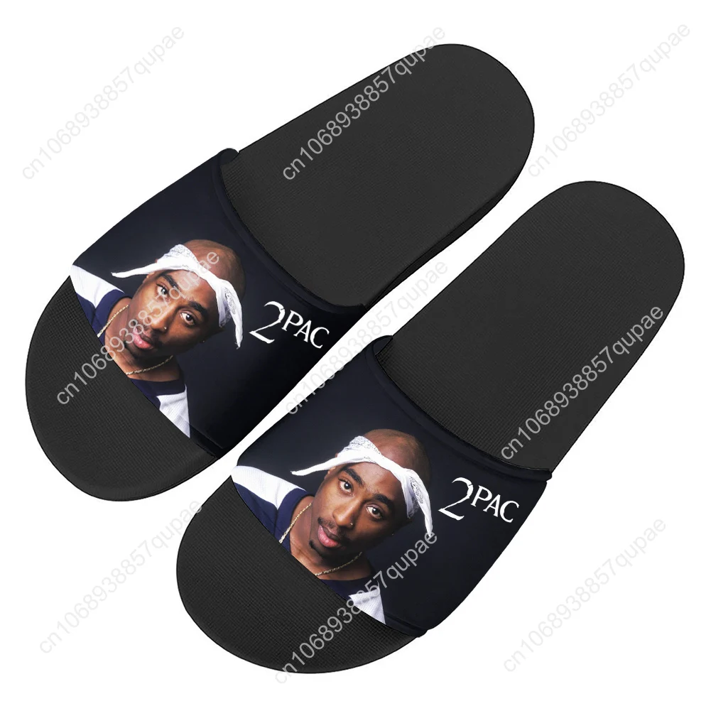 

Tupac Rapper 2Pac Slippers Home Water Shoes Rapper Hip hop singer Men Women Teenagers Beach Pool Sandals Custom Summer Slipper
