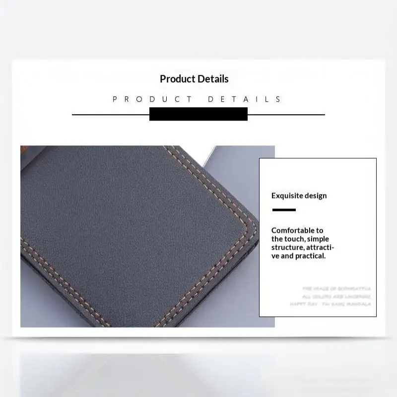 Minimalistische Herren-Geldbörse aus PU-Leder, Schwarz-Kaffee, große Kapazität, mehrere Fächer, zweifach faltbar, Ausweiskartenhalter, für Männer und Frauen – Detail 17