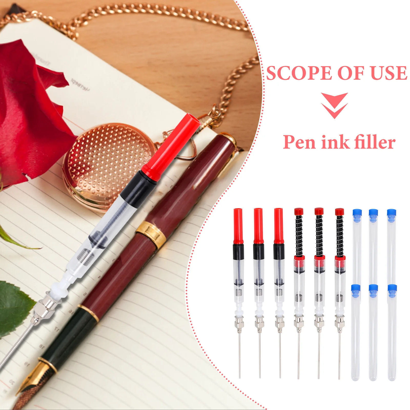 

6pcs Fountain Pen Ink Converter Refillable Spring Filler For Bottle Ink Easy Refill Tool Student Stationery Accessory