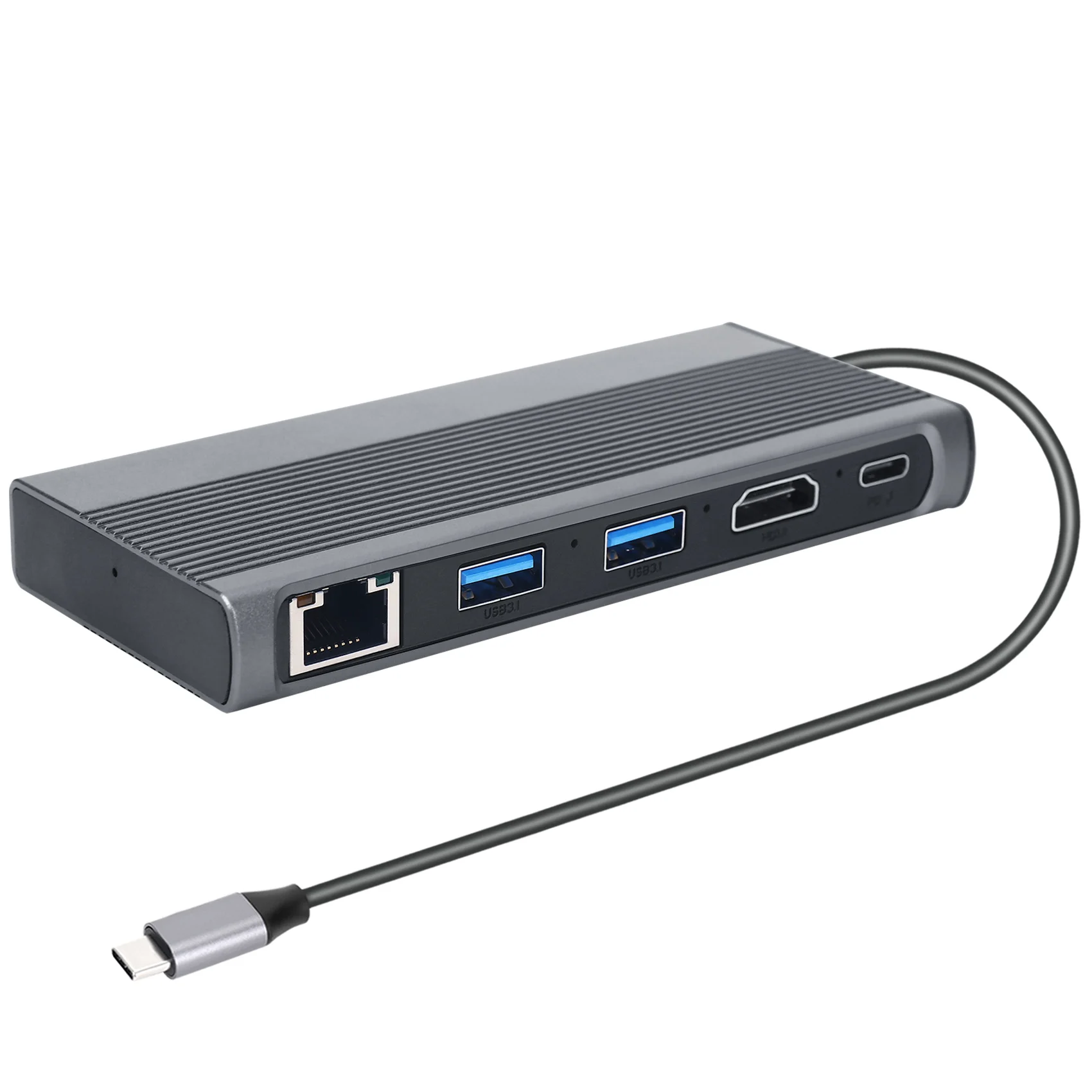 USB C Hub M.2 SSD Enclosure -Compatible+USB3.1+RJ45+PD Type-C Docking Station for M.2 NVME NGFF SSD for