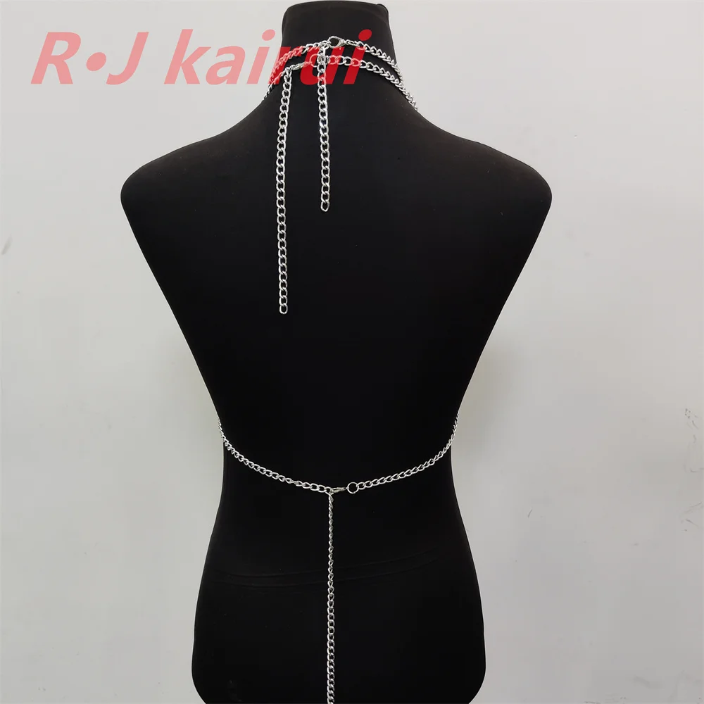 Fashion Handmade RJ Chainmail Necklace Layers Iron Alloy Chains Armor Bra Jewelry Dancing Dress Accessory 2 Colors