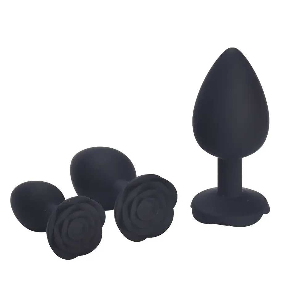 Rose Flower Silicone Anal Beads Butt Plug Set Small Medium Large Anal Plug Jewelry Anal Trainer Dildo Anus Sex Toy Men Women Gay view 4